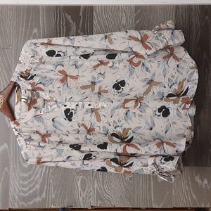 Jules & Leopold Floral Blouse - Cream, Black, Brown